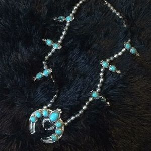 Turquoise squash blossom necklace